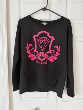 Juicy Couture Black Sweatshirt with Hot Pink Crest Graphic